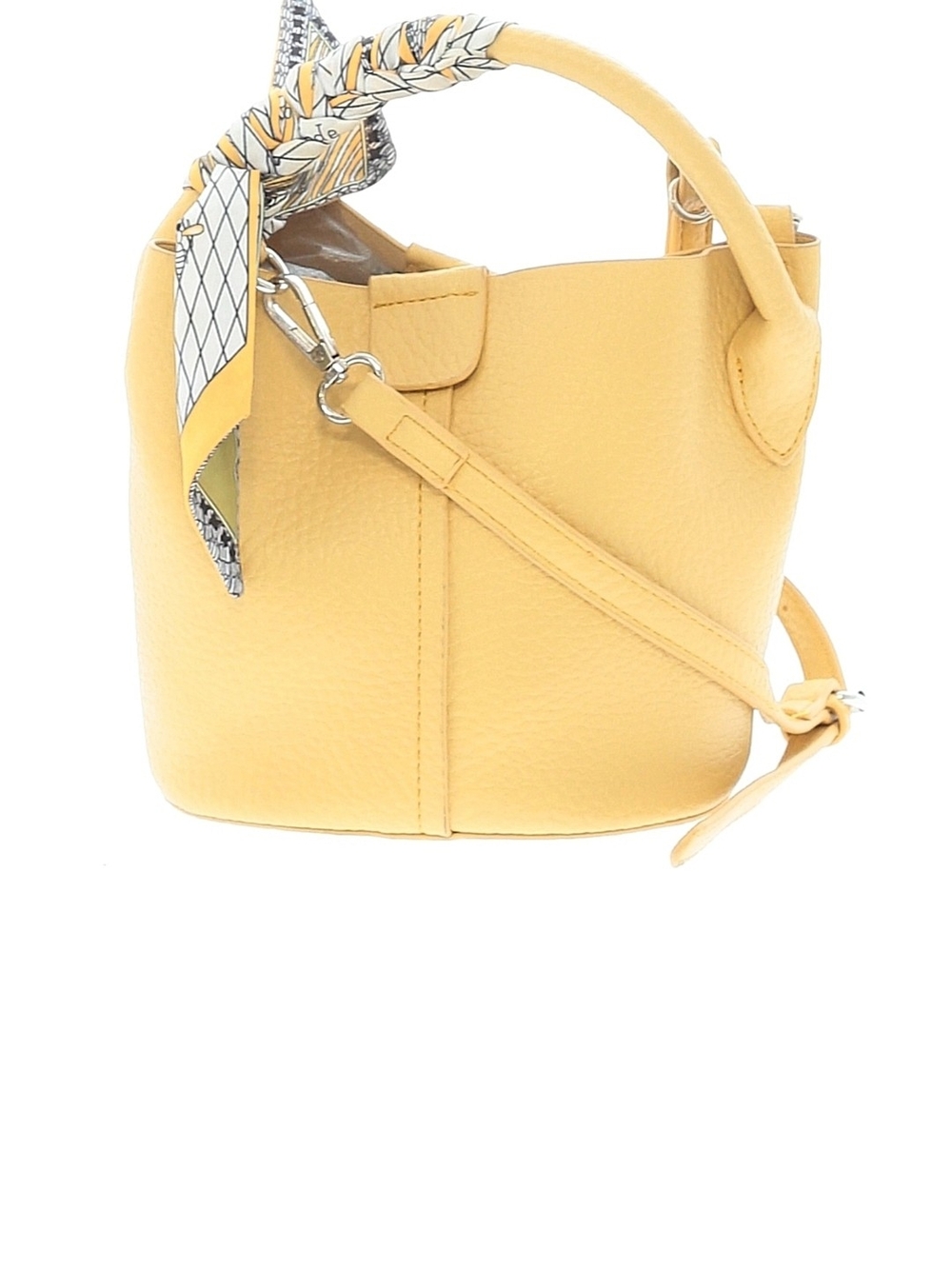 Yellow Women's Bucket Bag with Scarf Accent